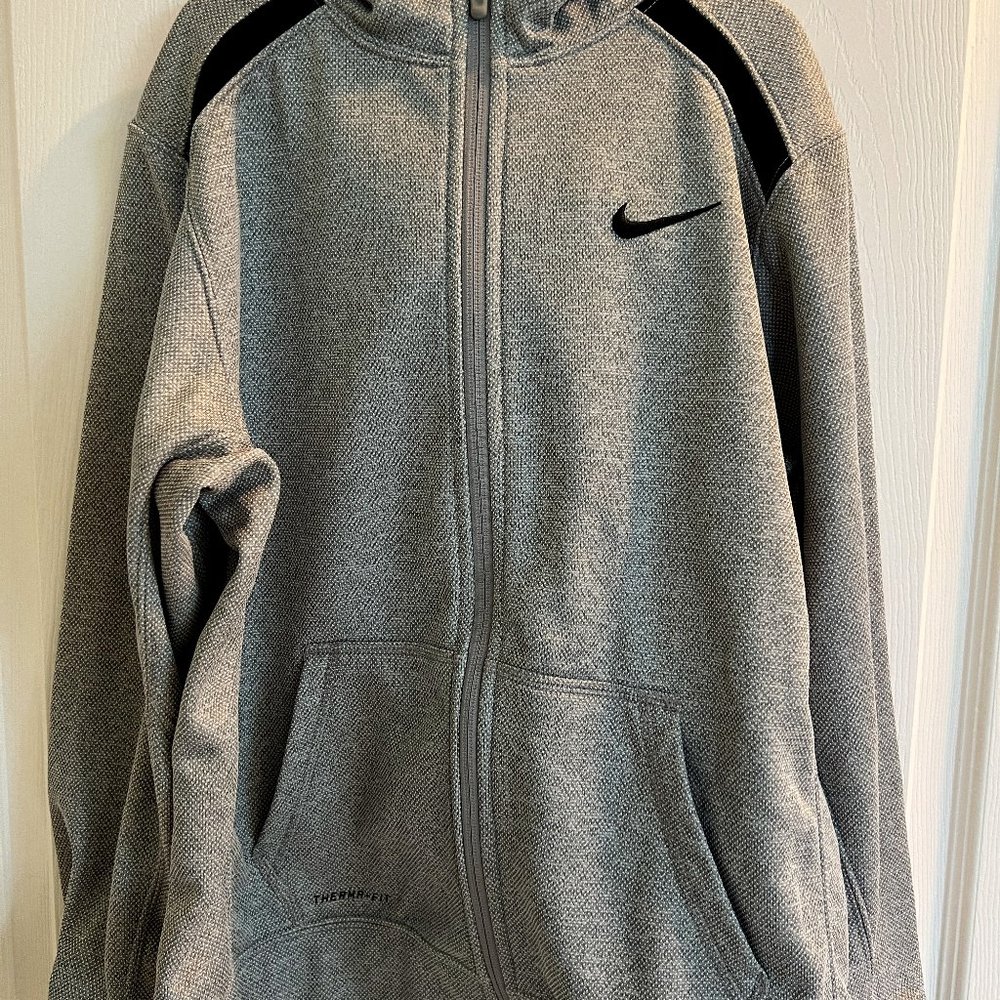 Nike Gray Mesh ThermaFit Fleece Lined Boys XL Full Zip Hoodie